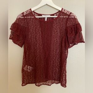 BCBG Womens Lace Red Top Size XS